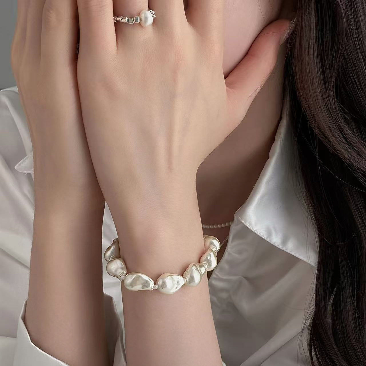 Baroque Pearl Bracelet, Magnetic Clasp, Luxurious Look