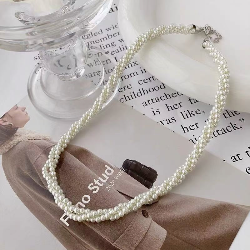 French Vintage Multi-Strand Twisted Pearl Necklace: A Touch of Elegance