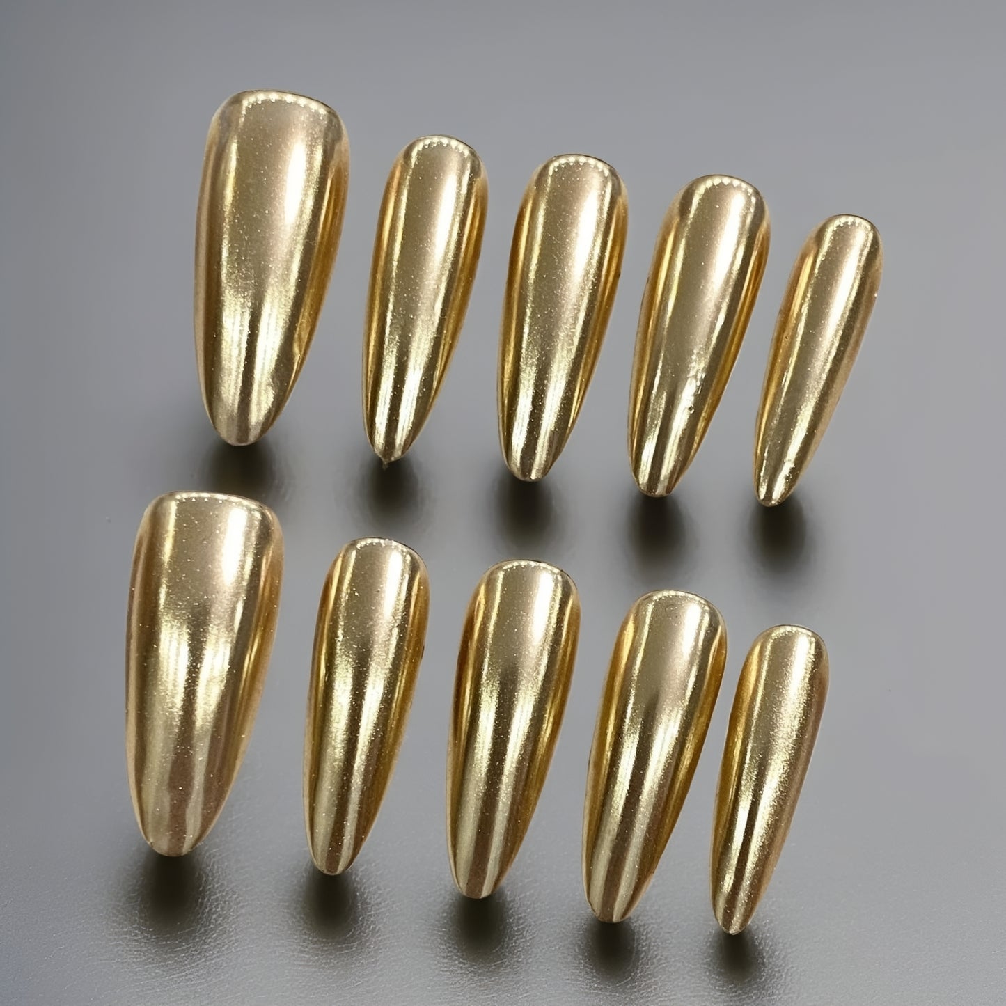 【Mirror Gold Stiletto】Luxury Diamonds Sparkle Princess Nails needlepoint  Handmade Press on Nails Nail Art