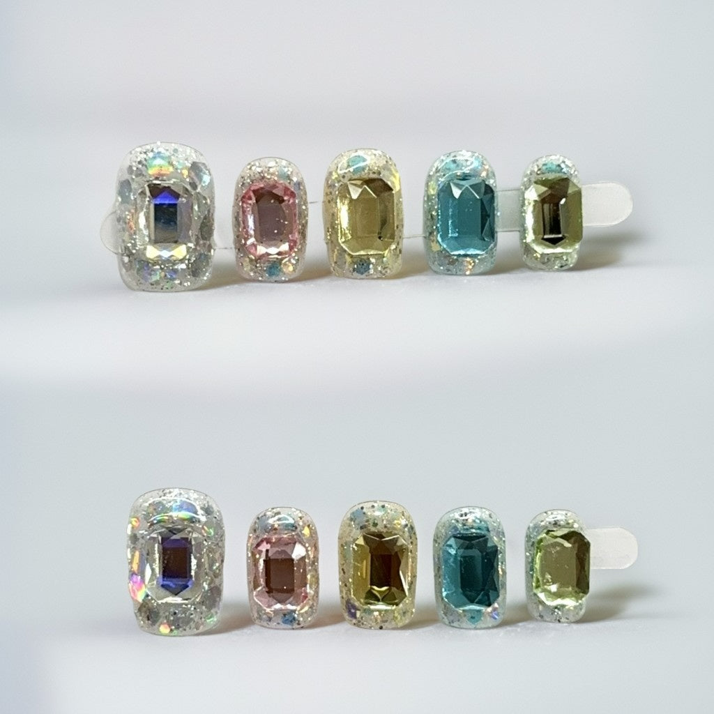 【FULLY ENCRUSTED DIAMOND】Luxury Diamonds Sparkle Princess Nails needlepoint  Handmade Press on Nails Nail Art