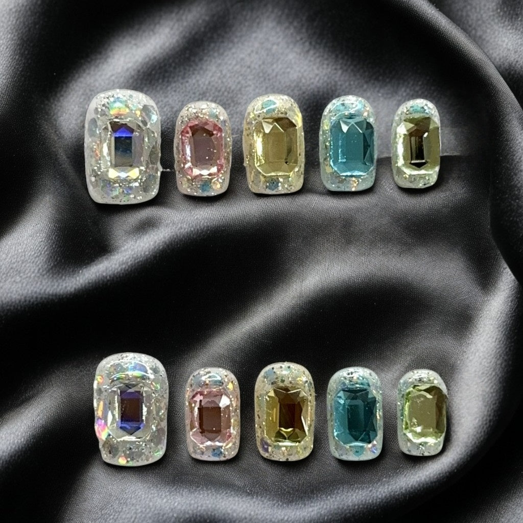 【FULLY ENCRUSTED DIAMOND】Luxury Diamonds Sparkle Princess Nails needlepoint  Handmade Press on Nails Nail Art