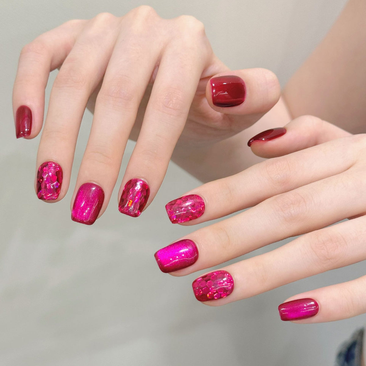 【DRAGON FRUIT CAT EYE】Luxury Diamonds Sparkle Princess Nails needlepoint  Handmade Press on Nails Nail Art