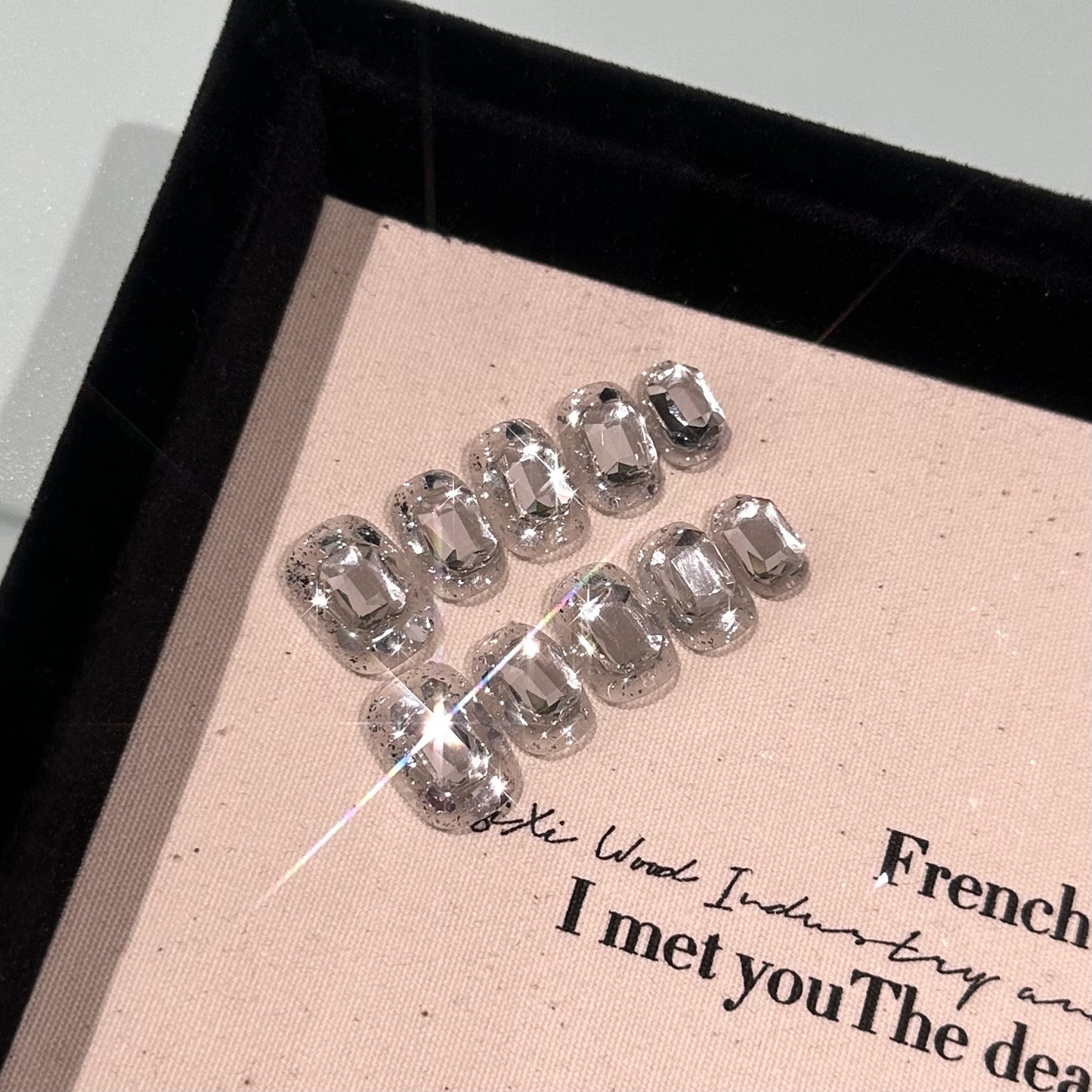 【FULLY ENCRUSTED DIAMOND】Luxury Diamonds Sparkle Princess Nails needlepoint  Handmade Press on Nails Nail Art