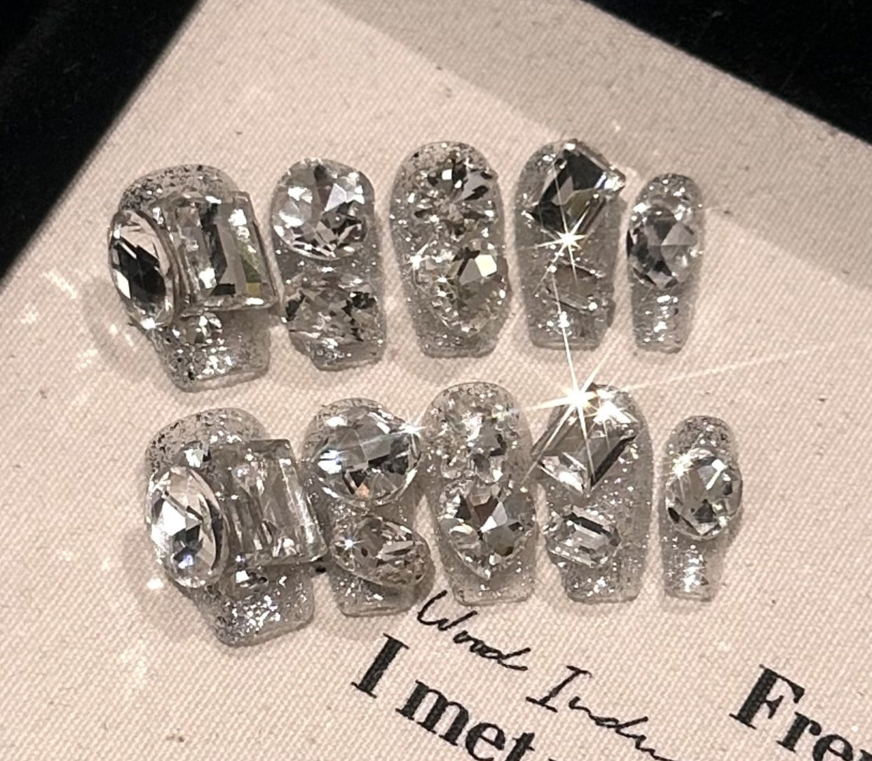 【SILVER FULL DIAMOND】Press On NAILS – LUXE BLING!