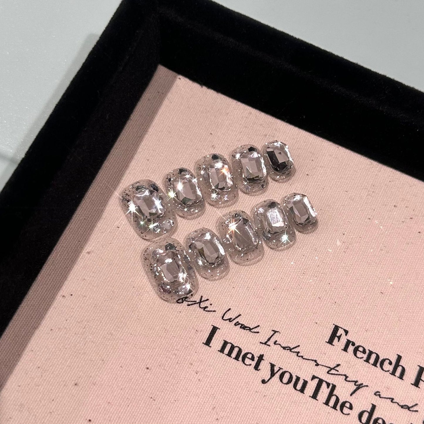【FULLY ENCRUSTED DIAMOND】Luxury Diamonds Sparkle Princess Nails needlepoint  Handmade Press on Nails Nail Art
