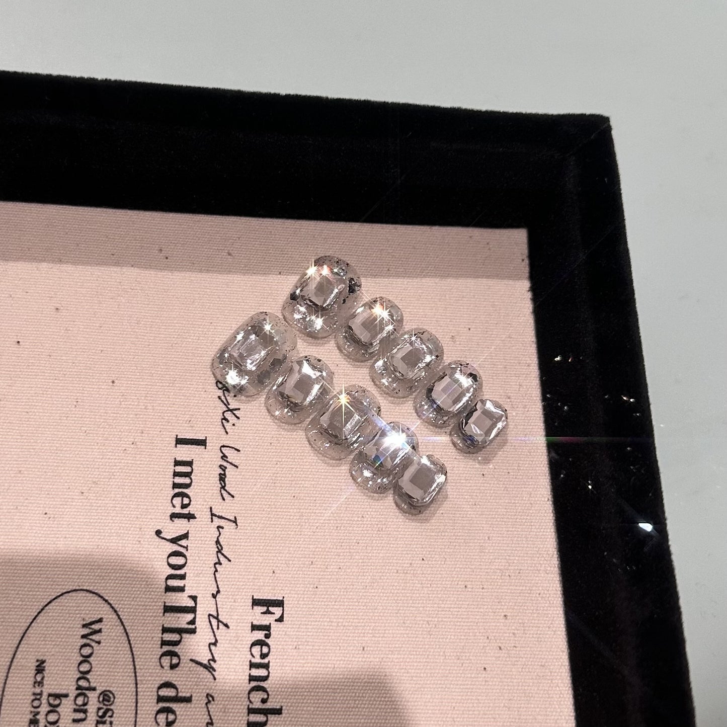 【FULLY ENCRUSTED DIAMOND】Luxury Diamonds Sparkle Princess Nails needlepoint  Handmade Press on Nails Nail Art