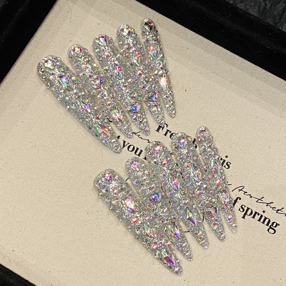 【DIAMOND BOMB】Luxury Diamonds Sparkle Princess Nails needlepoint  Handmade Press on Nails Nail Art