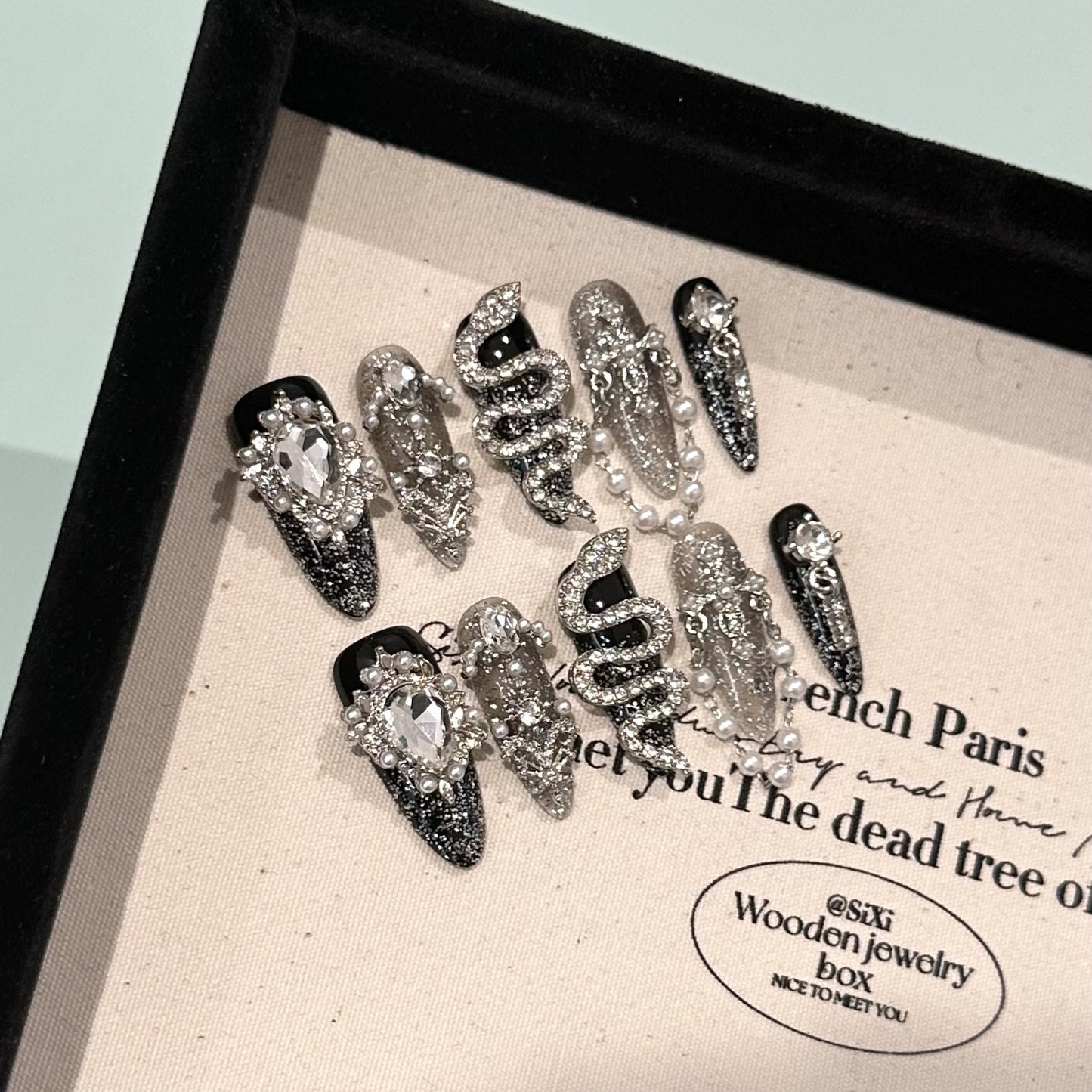【FULLY ENCRUSTED DIAMOND】Luxury Diamonds Sparkle Princess Nails needlepoint  Handmade Press on Nails Nail Art