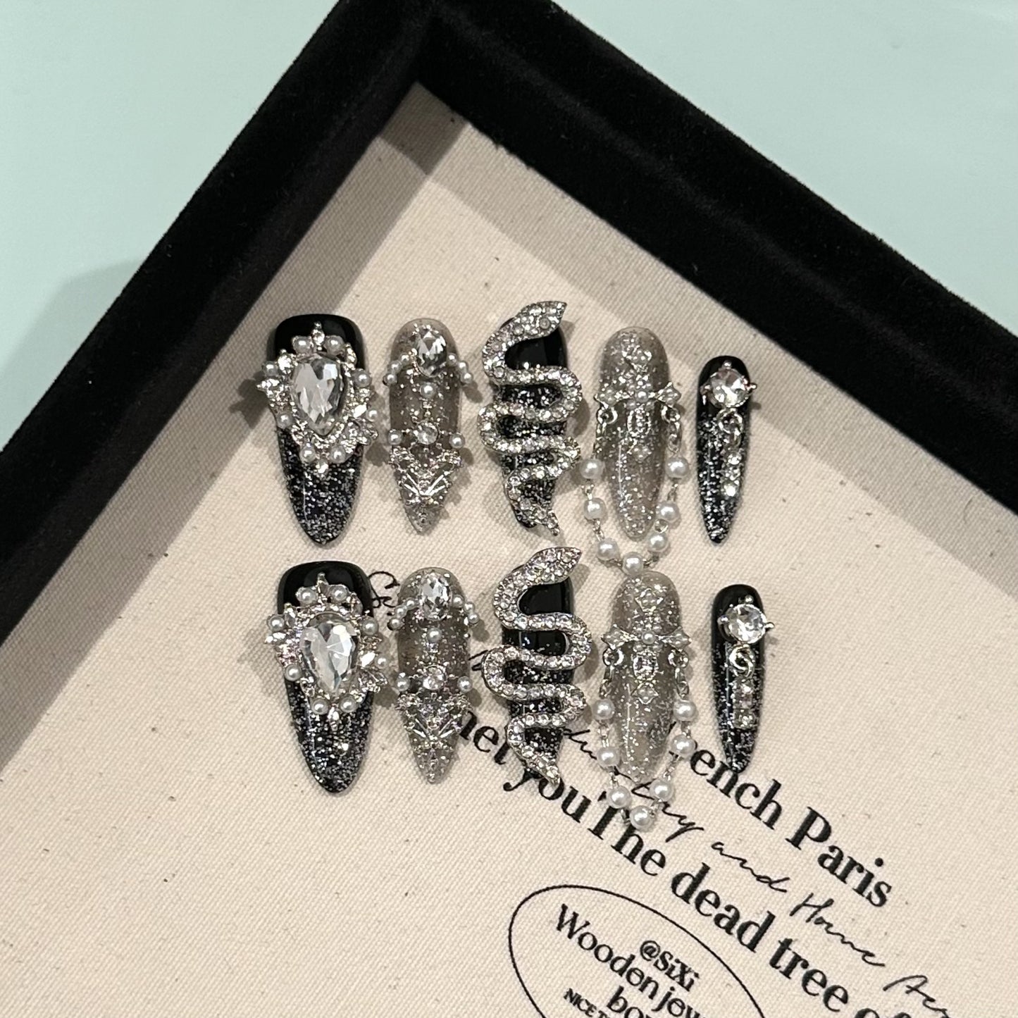 【FULLY ENCRUSTED DIAMOND】Luxury Diamonds Sparkle Princess Nails needlepoint  Handmade Press on Nails Nail Art