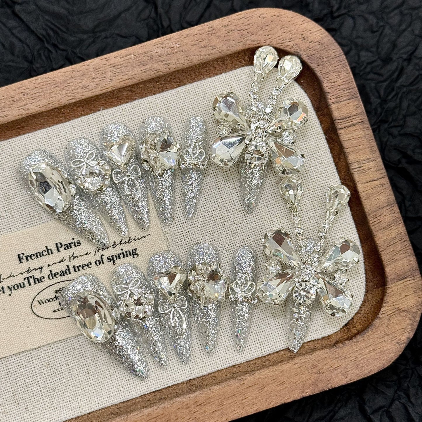 【FULLY ENCRUSTED DIAMOND】Luxury Diamonds Sparkle Princess Nails needlepoint  Handmade Press on Nails Nail Art