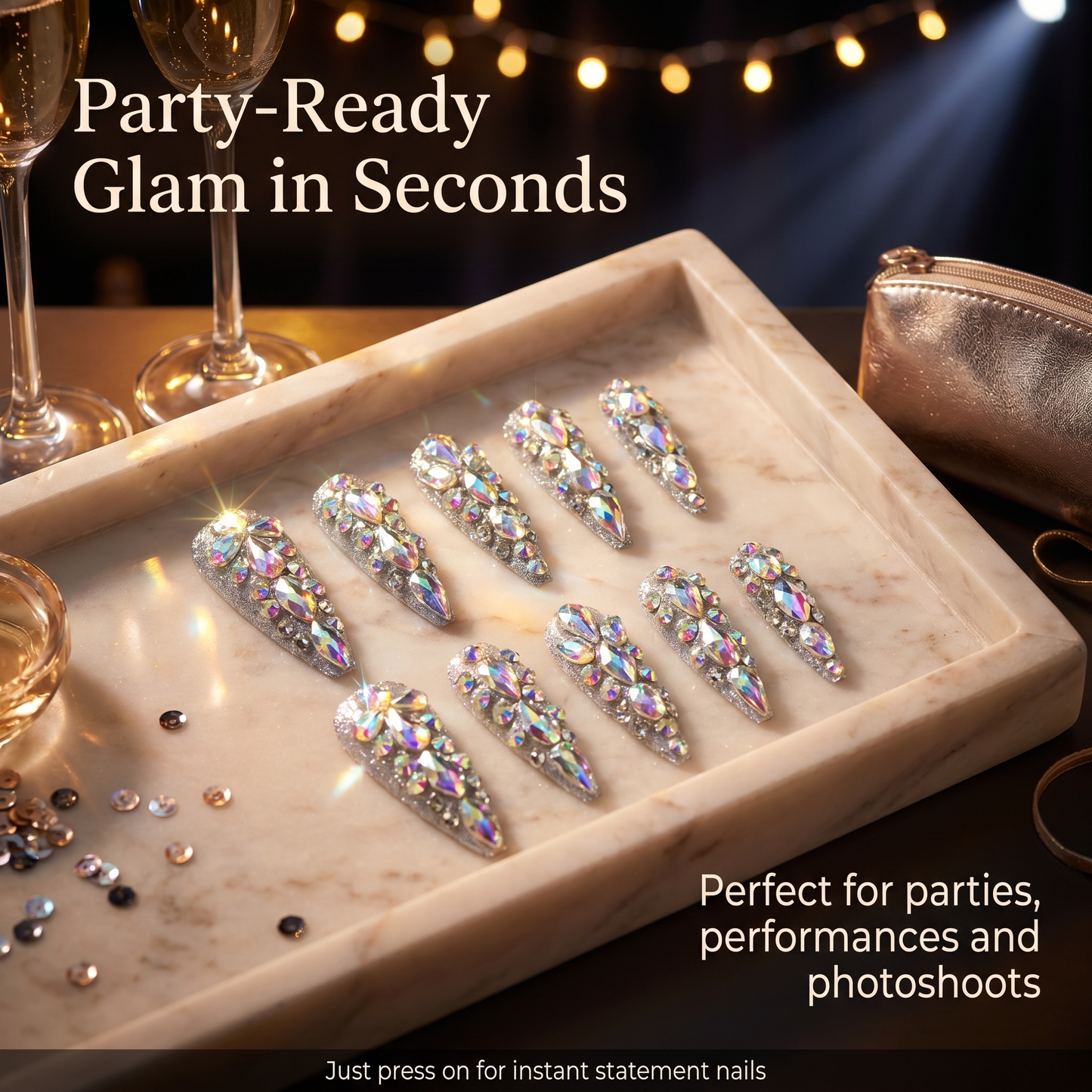 "Shimmer & Strength" Press-On Nails – For the Caregiver‘s Hands