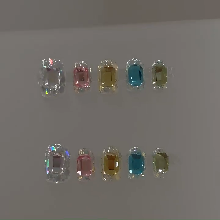 【FULLY ENCRUSTED DIAMOND】Luxury Diamonds Sparkle Princess Nails needlepoint  Handmade Press on Nails Nail Art